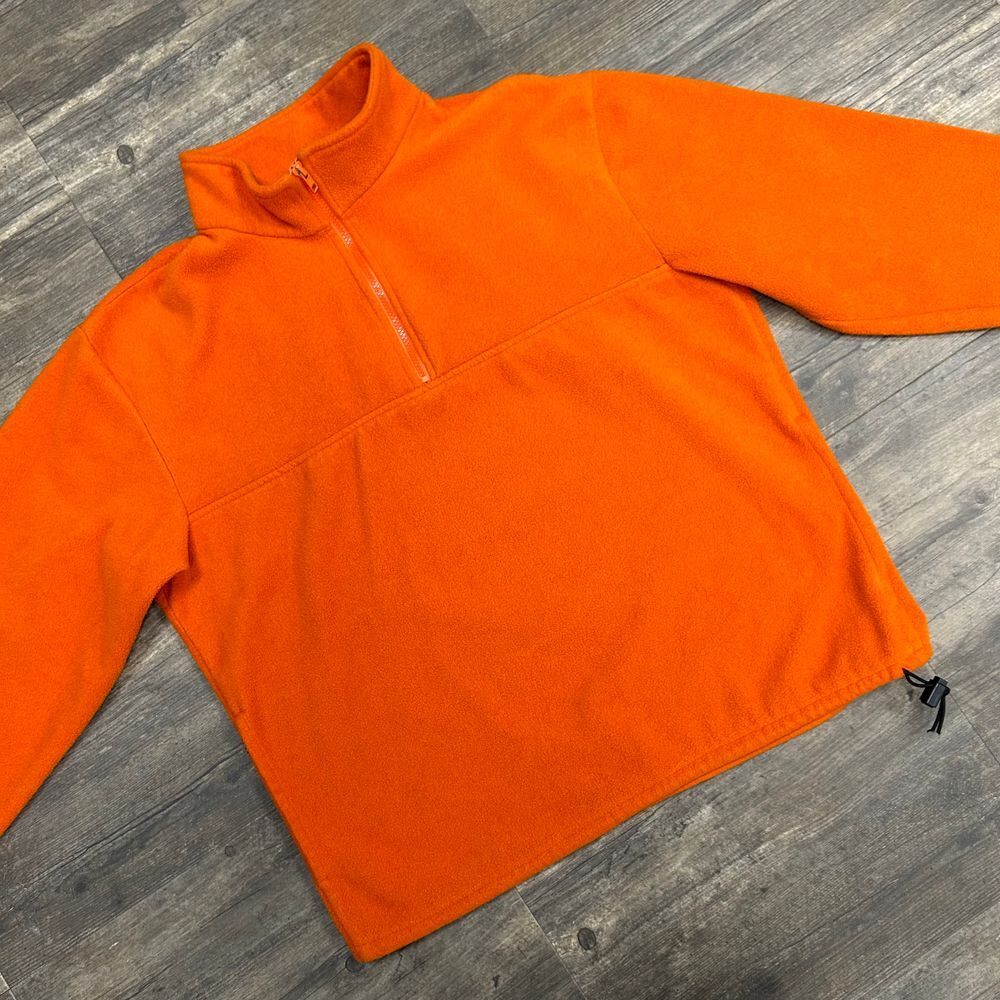 Vintage J Crew 1/4 Fleece Pullover Men Size Medium Made In USA Orange Polyester‎